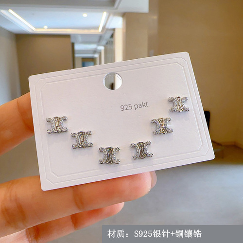 Compact S925 silver needle natural shell six-piece set of three pairs of earrings for one week earrings for women