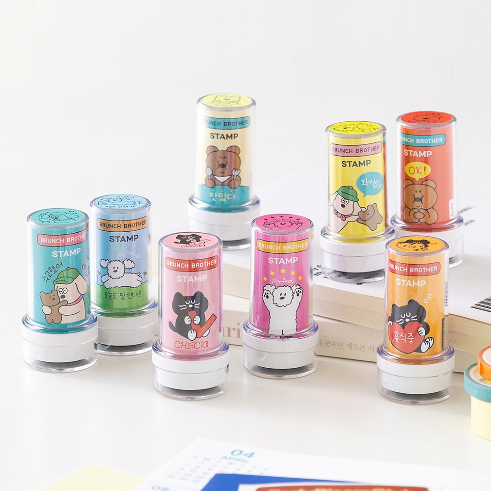 Korean romane cute cartoon light-sensitive stamp scrapbooking decoration with ink fast-drying student motivation stamp ins