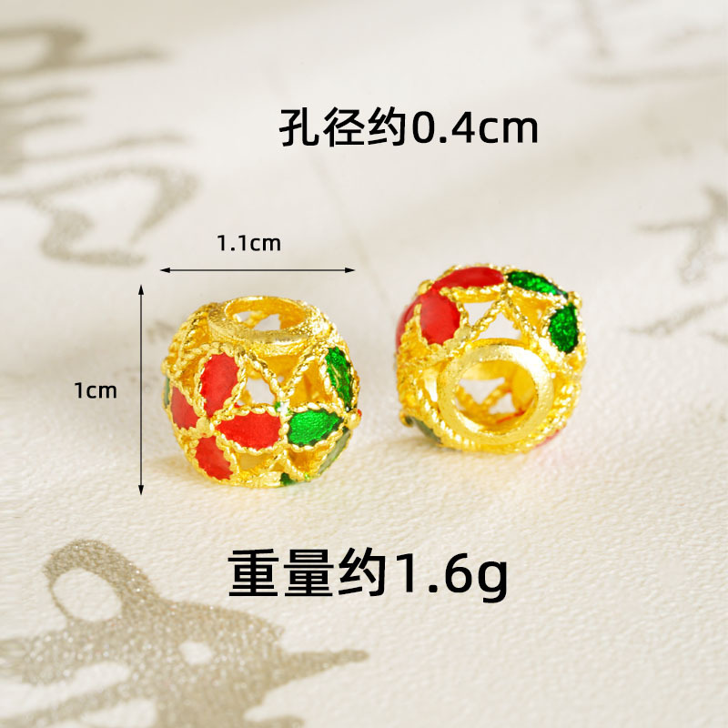 Guochao joyas de oro de arena de estilo antiguo de China perlas huecadas Fu ZiDi accesorios Yiwu joyas fuente al por mayor image 17