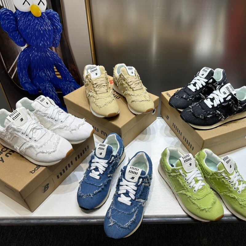 Miu Joint Model White Sports Shoes for Women 2025 Autumn and Winter New Letter N Raw Edge Canvas Casual White Shoes for Women