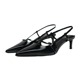 High Heels Women's 2024 Summer New Pointed Slim Heels with Shallow Mouth Single Shoe Buckle Open Heel Sandals Women's Shoes