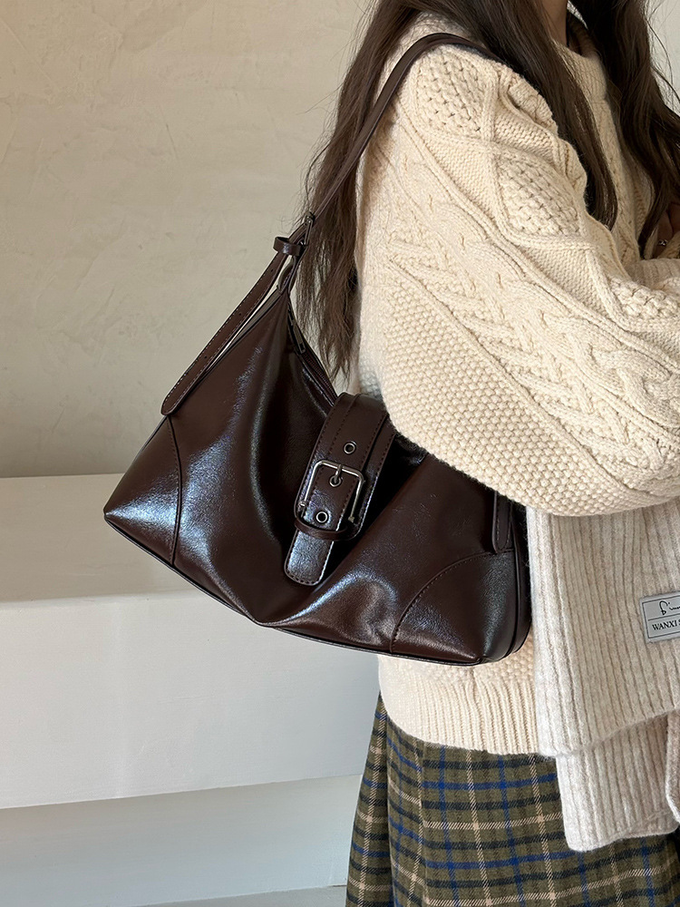 2026 New Casual Retro Versatile Commuter Niche Underarm Bag Soft Leather Women's Handbag Shoulder Crossbody Tote Bag