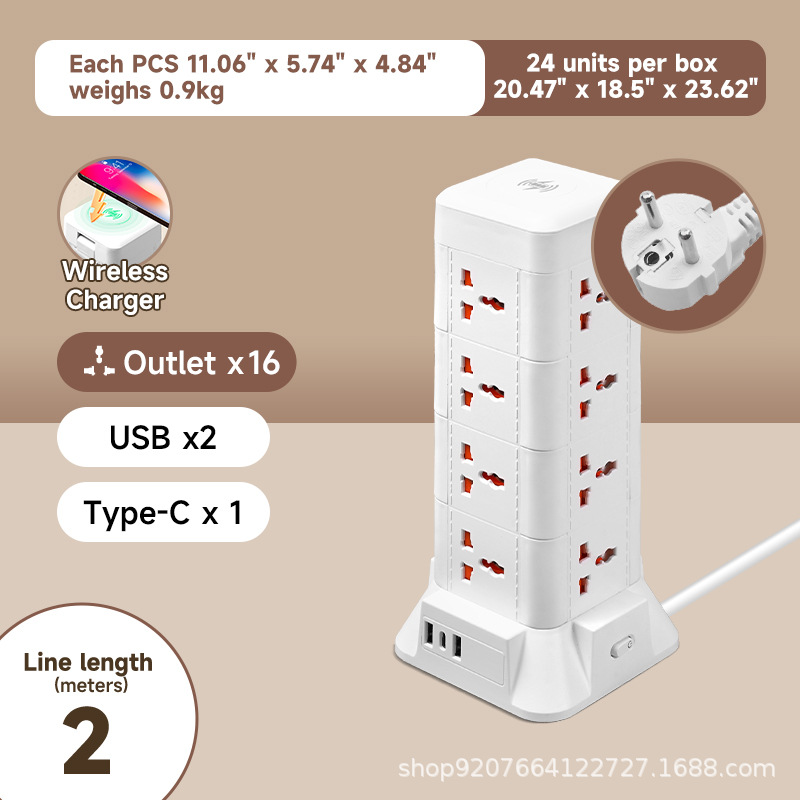Estándar europeo-2 metros-4 capas/USB/carga inalámbrica