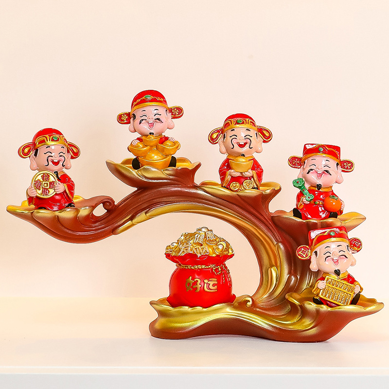 새로운 가구 FIVE BLESSINGS LITTLE FAIRIES 입구 장식 이사 선물 부의 신을 환영하는 작은 장식품 새것