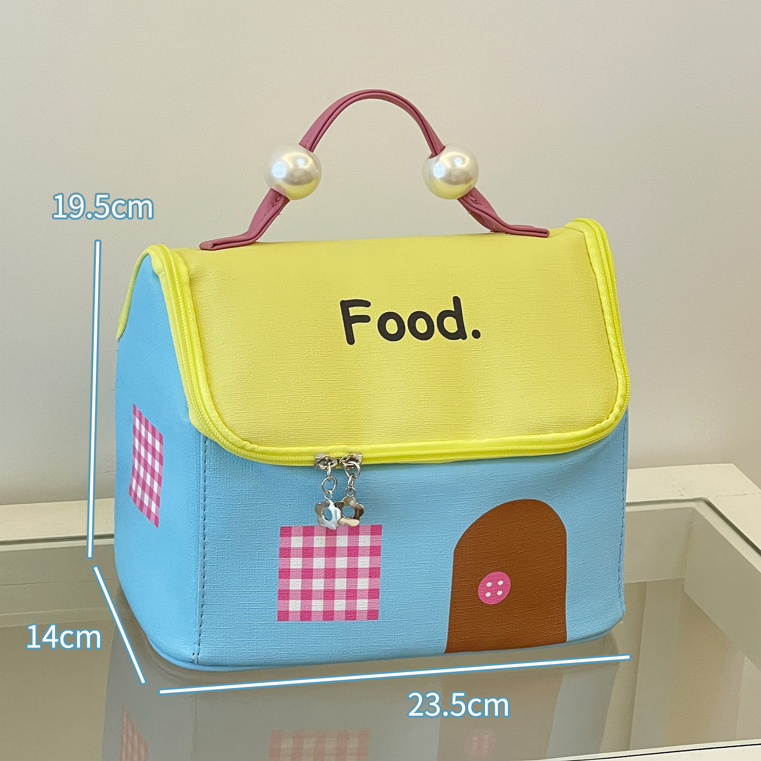 Linda bolsa bento con aislamiento de gran capacidad, simple bolsa de lonchera portátil multifuncional de dibujos animados, bolsa de almacenamiento de viaje al trabajo