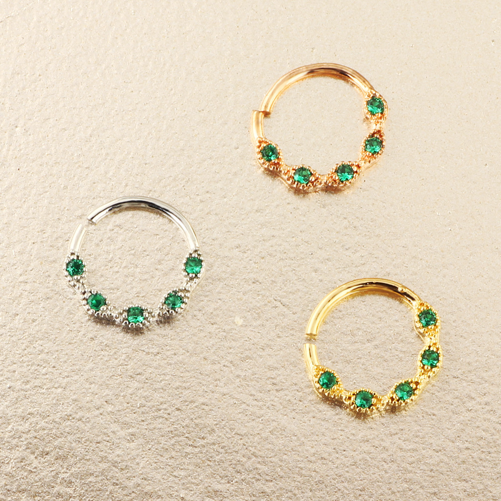 2021 Summer New Release 20G Zircon Rose Gold Nose Ring Fake Nose Piercing Leaf Tulip Daith Earring detail image 6
