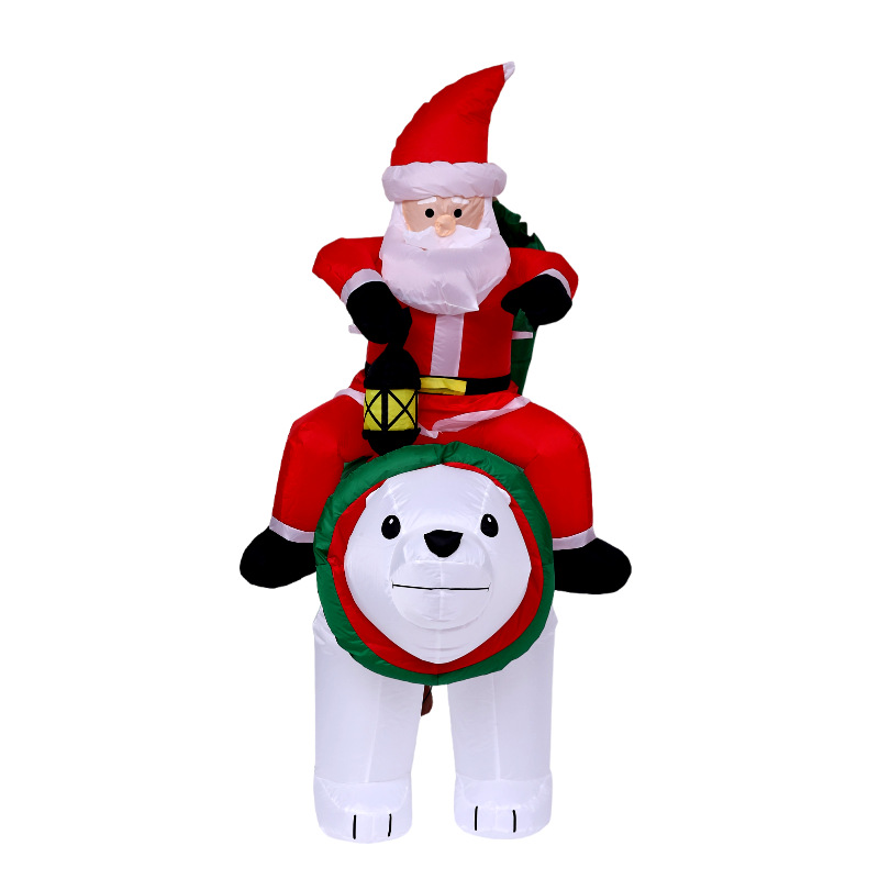 Nuevos productos transfronterizos Navidad infláble decoración 1.8m Santa monta oso blanco decoración luminosa patio
