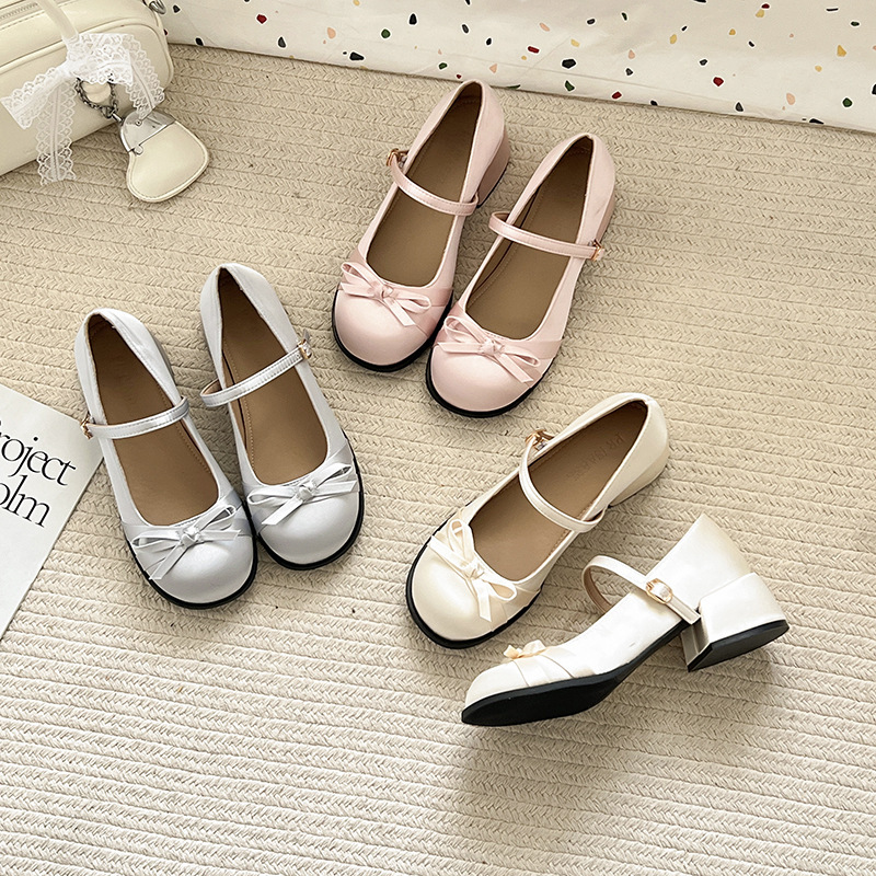 Pink Retro French-Style Shallow-Mouth Chunky High-Heeled Shoes for Women, Summer 2026 New Model, Versatile with Skirts, Mary Jane Shoes