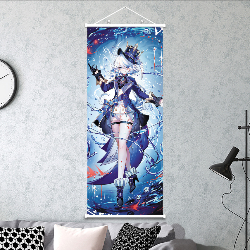 Genshin Impact Merchandise Anime-Style Furina Navilite Heat Transfer Satin Wall Art 35X90Cm