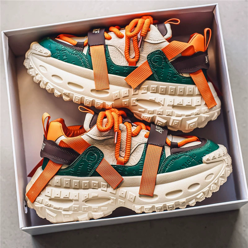 5СМ увеличенная пена подошва dad shoes для мужчин 2025 лето стройный универсальные спортивные и повседневные обувь широкая подошва мужская обувь