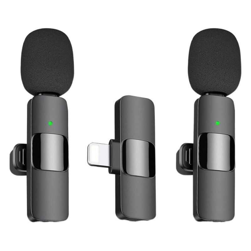 Micrófono de collar inalámbrico transfronterizo 2.4G Micrófono de teléfono móvil con reducción de ruido Micrófono inalámbrico integrado dedicado en vivo