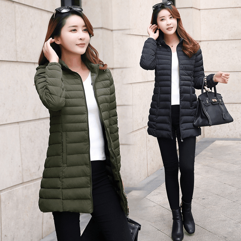 2023 зимняя женская одежда, легкое пуховое пальто в Корейском стиле с хлопковой подкладкой, женское приталенное теплое универсальное пуховое пальто средней длины с хлопковой подкладкой