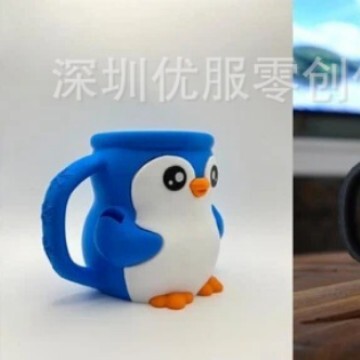 跨境Pebbles the Penguin Ice Pint Holder Cow企鹅冰激凌杯托杯|undefined