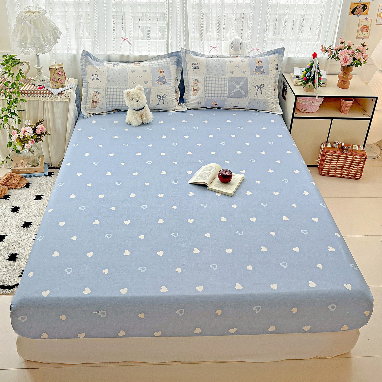 Pure Cotton Floral Fitted Bed Sheets Single Piece Pure Cotton Bed Cover Simmons Protective Cover Dust-Proof Sliding Fixed All-Inclusive Bed Bed Sheets Set Wholesale