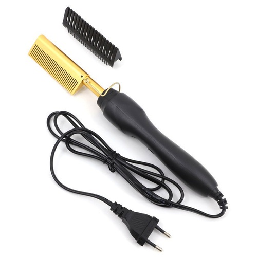 Cross-border electric hot copper comb, electric straight hair comb multi-function curling iron, two-in-one home straightening and curling device