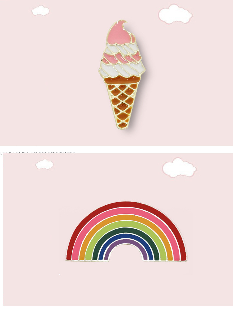 8g Weight Brooches Classification Cute Pin Geometric Rainbow Heart Shape Alloy Enamel Women'S Brooches