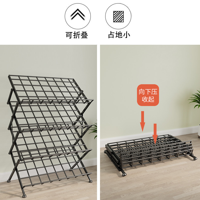 Estante de zapatos plegable puerta de entrada de alquiler sin instalación puerta doméstica multicapa simple armario de zapatos estante de zapatos de dormitorio práctico