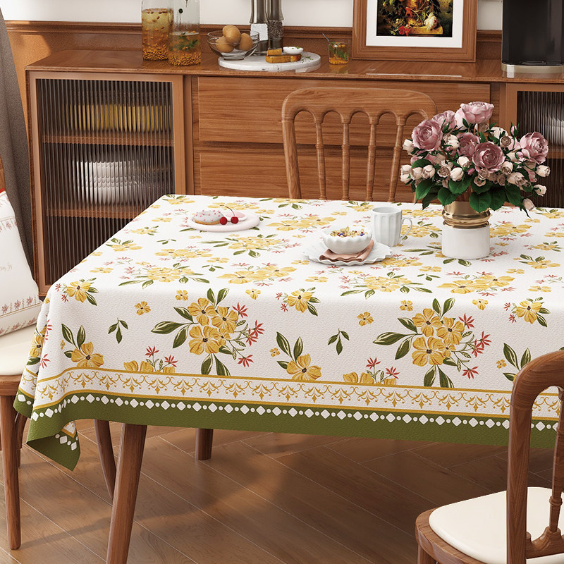 American-style lambskin rectangular tablecloth, waterproof, oil-proof, washable, household tablecloth, PVC coffee table cloth, dining cloth, table cover