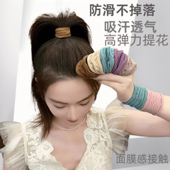 2024年夏新作 超ワイドシームレスマスクヘアゴム 女性用 ハイポニーテールヘアゴム 髪を傷めない 国風