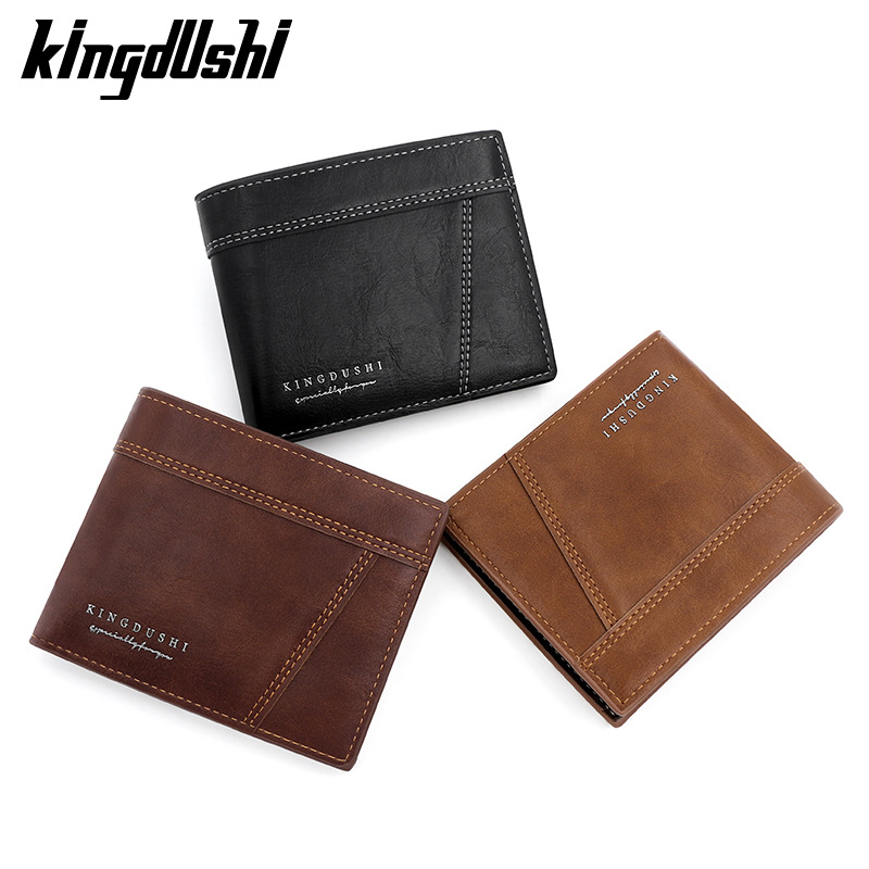 Nueva cartera corta de los hombres de moda Simple de Los Hombres de costura de hoja suelta bolso de La Moneda monedero de gran capacidad de la cartera