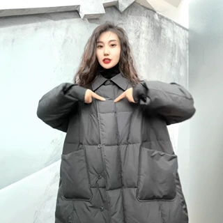高端复古大码加长款减龄时尚优雅原创羽绒服加厚冬新款保暖外套女