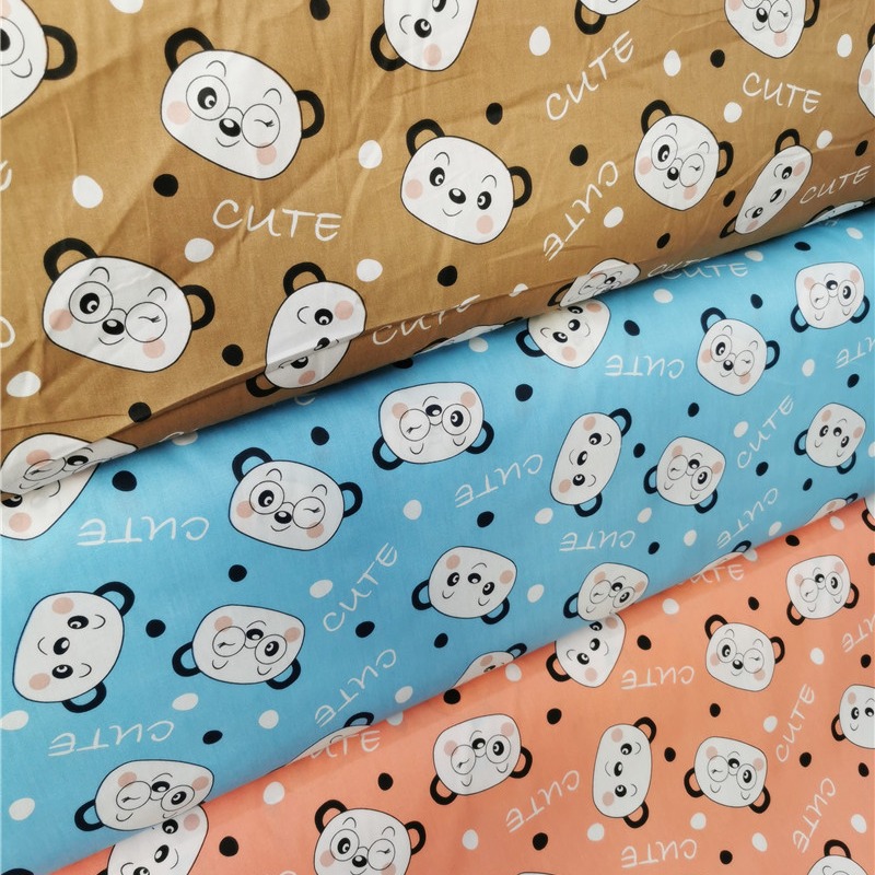 小熊猫头卡通全棉斜纹布 宝宝服装纯棉斜纹面料 1.6幅宽DIY手工