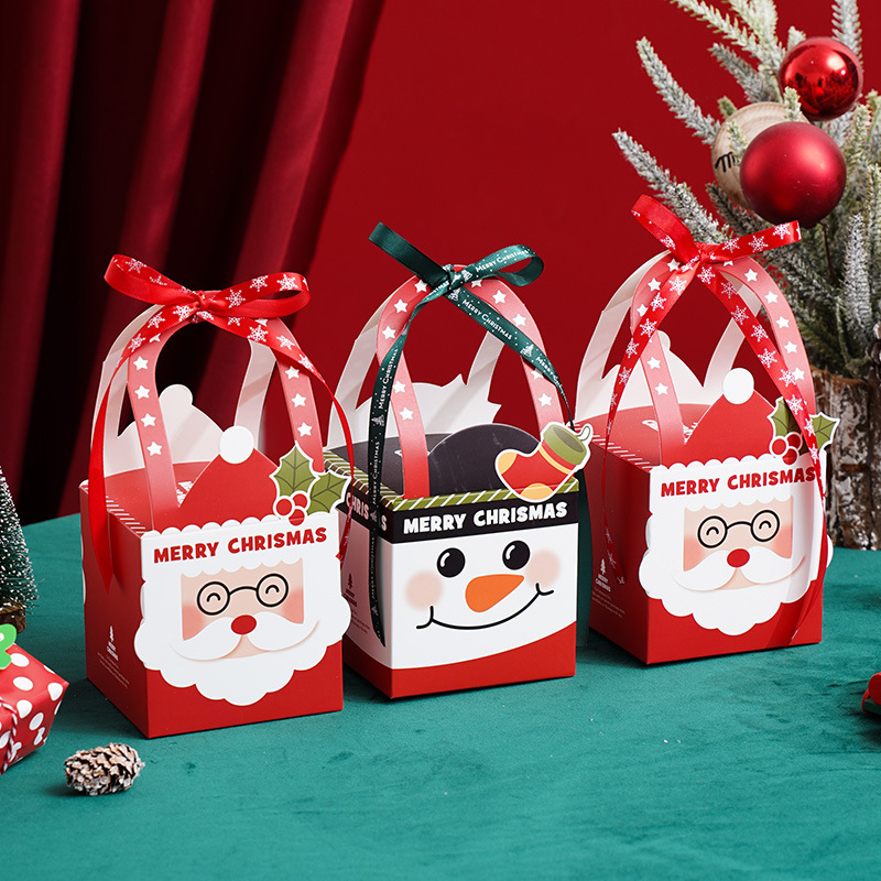 圣诞节新款苹果手提小礼物包装盒平安夜手提卡通平安果空盒子礼盒