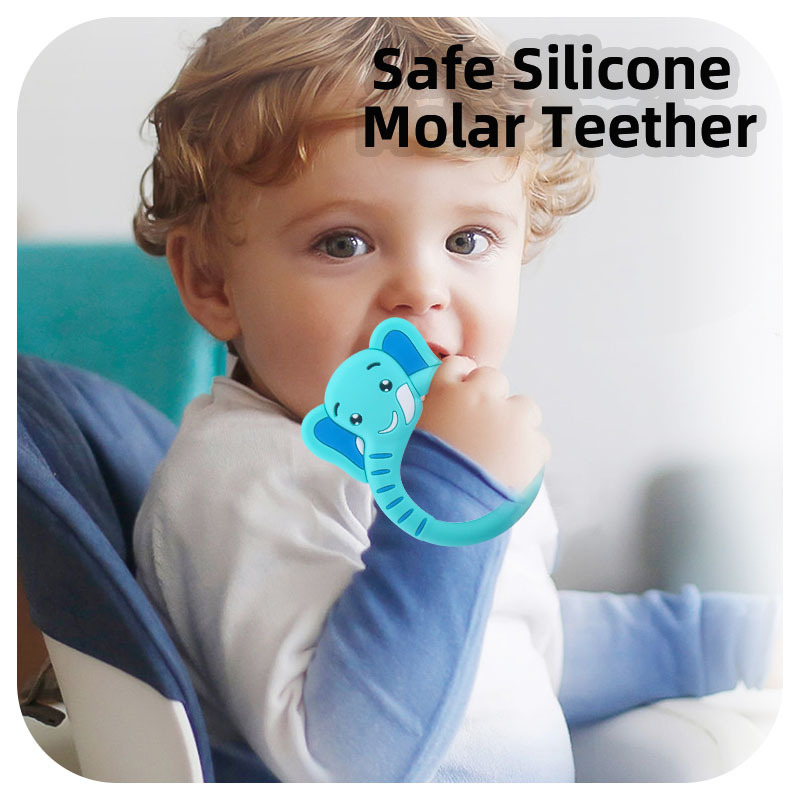 Amazon nuevo bebé suministros de dibujos animados animal molar juguetes de silicona bebé ejercicio goma mordedura pegamento teether