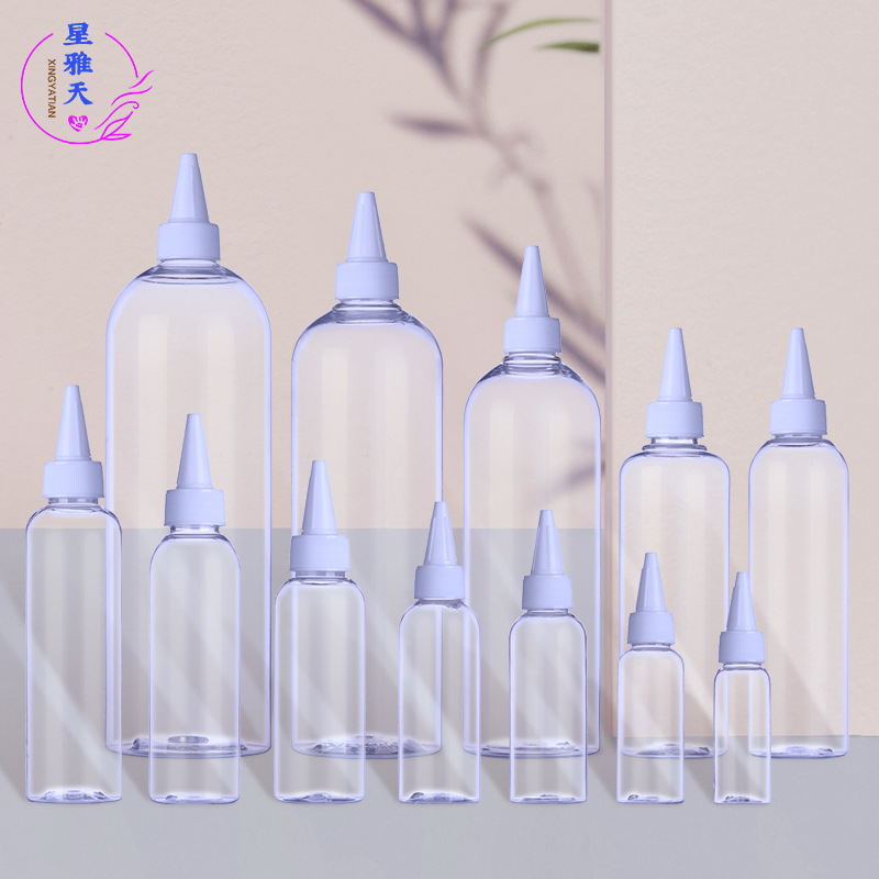 Transparent plastic bottle wholesale pointed ink bottle filling liquid squeeze plastic bottle pet30-500ml spot