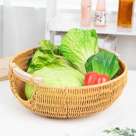 大号水果篮客厅家用仿藤手工水果篮子手提收纳篮创意茶几果
