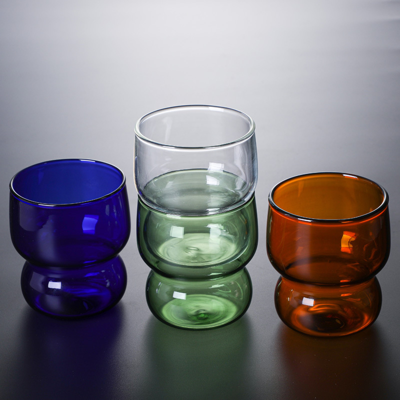 Manufacturer wholesale glass cup glass coffee cup milk cup tea cup color with spoon household daily glass cup