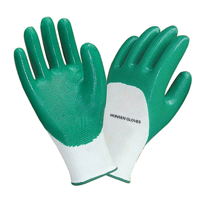 Нейлон Нарезанный кубиками перчатки  13G polyester with nitrile coated gloves