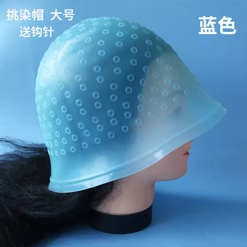 Fabricantes de sombreros para teñir sombreros para teñir colores para hombres, herramientas de teñido de cabello de silicona duraderas y resistentes a la tracción con agujas para teñir