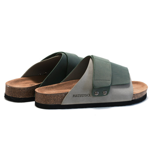 RUIZUSTOCK Autumn/Summer Men's Cork Slippers | Men's Beach & Student Flip-Flops | Water-Resistant Suede Cowhide Design