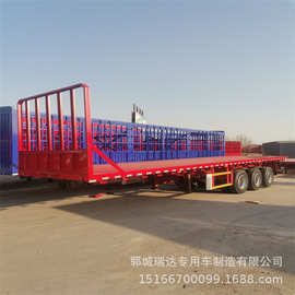 出口平板半挂车 13米直梁平板式价格及图片大全