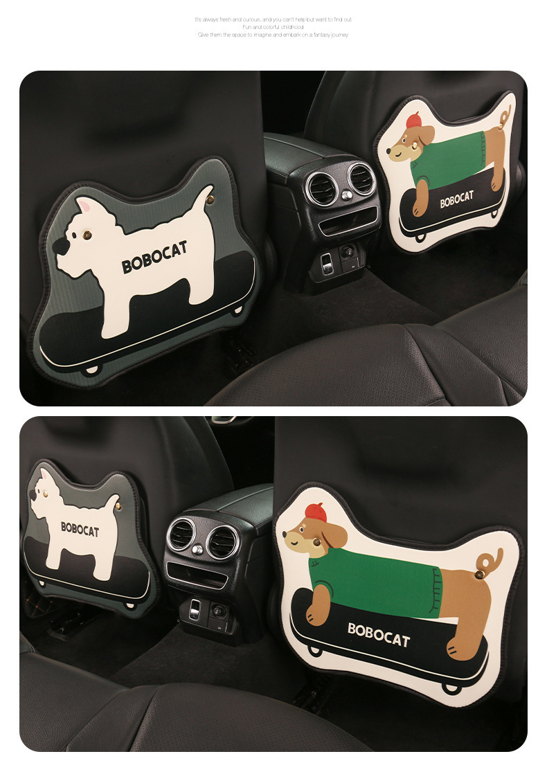 New Cute Ladies Cartoon Puppy Car Seat Back Anti-kick Cushion Dachshund Car Seat Back Anti-dirty Cushion