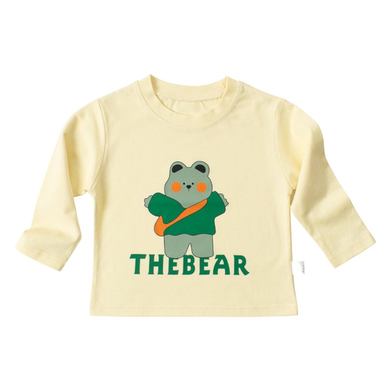 Nuevos niños de dibujos animados de algodón transfronterizo Camiseta de manga larga para niños Top Boy bebé cuello redondo otoño marea camisa de fondo