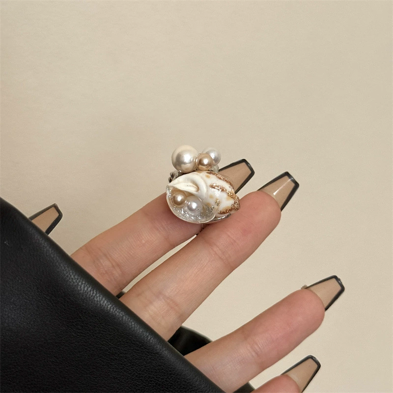 handmade marine ring (Marine) — дизайн ракушки жемчуга, один размер, стиль пляжа