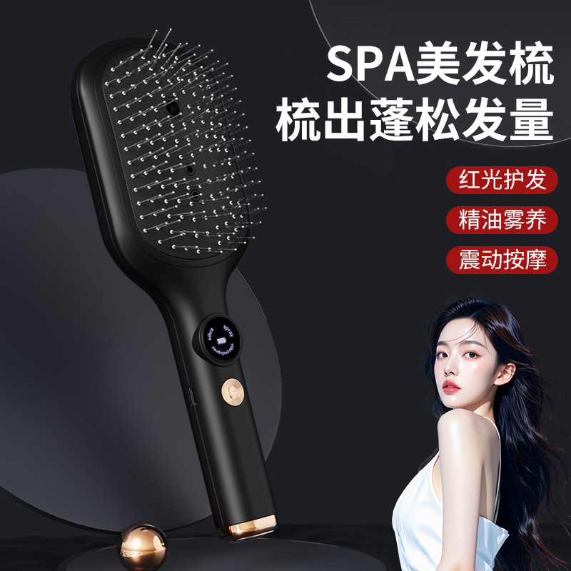 New Electric Massage Comb Household Air Bag Essential Oil Liquid Guide Atomization Comb Red Light Hair Care Comb Multi-Functional Massage Comb