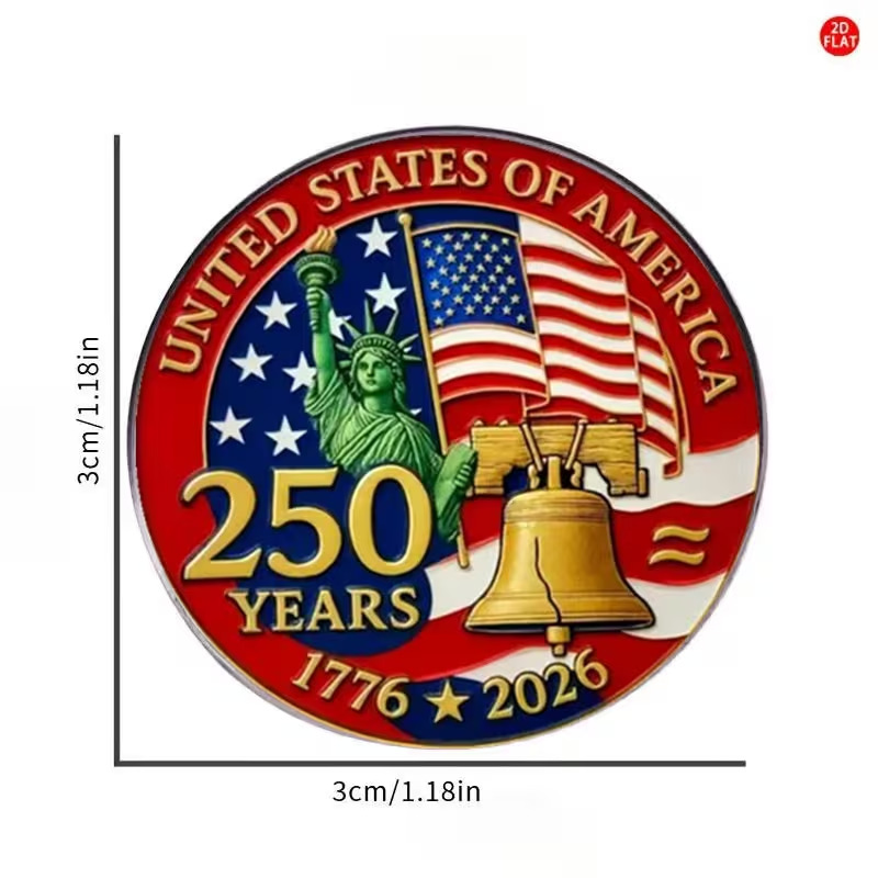 250th Anniversary Commemorative Brooch United States Designed With The Statue Of Liberty, Stars Stripes, And Gold Bells_voghion.com
