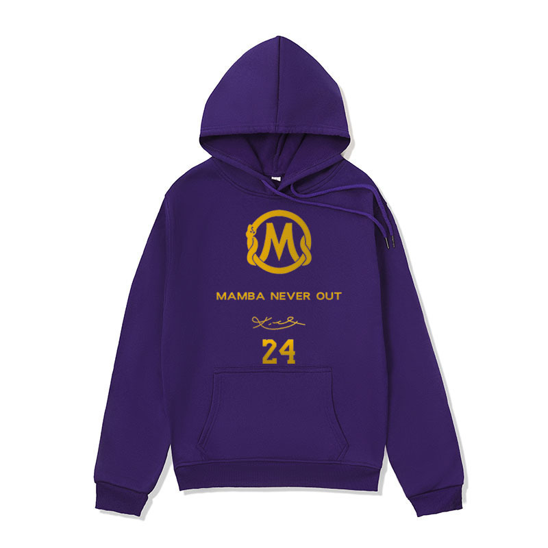 Cross-border Men's Lakers Kobe Sweater Black Mamba No. 24 Printed Hoodie Loose Autumn and Winter fleece-lined Sweater Men