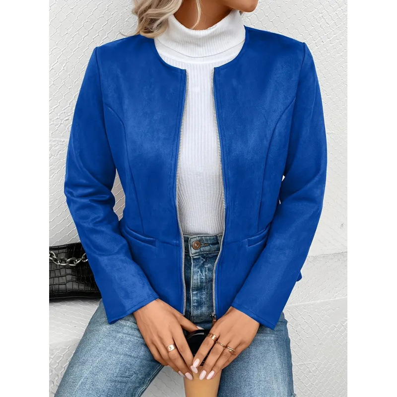 FallWinter Slim Slimming Temperament Commute Zip Long Sleeve Coat