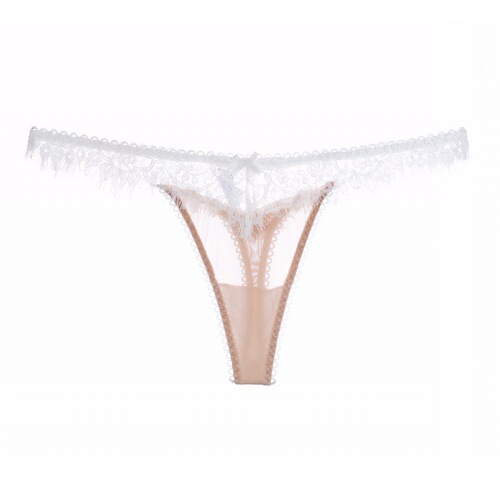 European and American eyelash lace sexy panties women's low-waist thong tulle pure cotton crotch T-panties panties