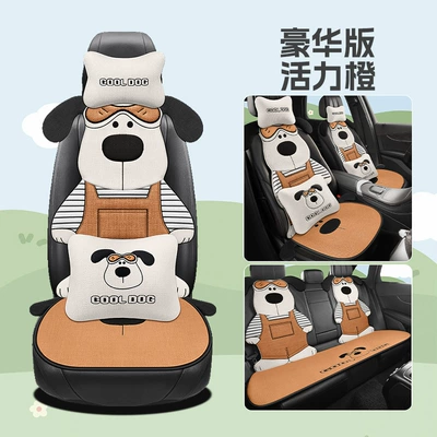for Women, Universal seat cover - vibrant-orange-deluxe-edition-five-seats-set-all-seasons