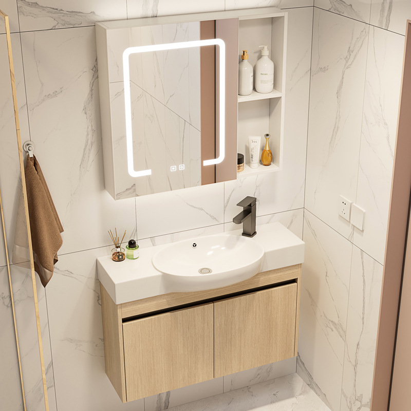 pequeño gabinete de baño de color madera cerámica combinación lavabo transfronterizo lavabo ultra estrecho lavabo lavabo