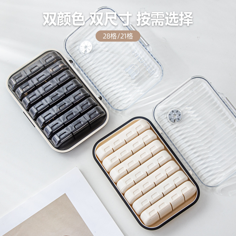 Caja de medicina dispensador de medicina portátil de gran capacidad siete días a la semana caja de embalaje de medicina productos de cuidado de la salud caja de almacenamiento sellada