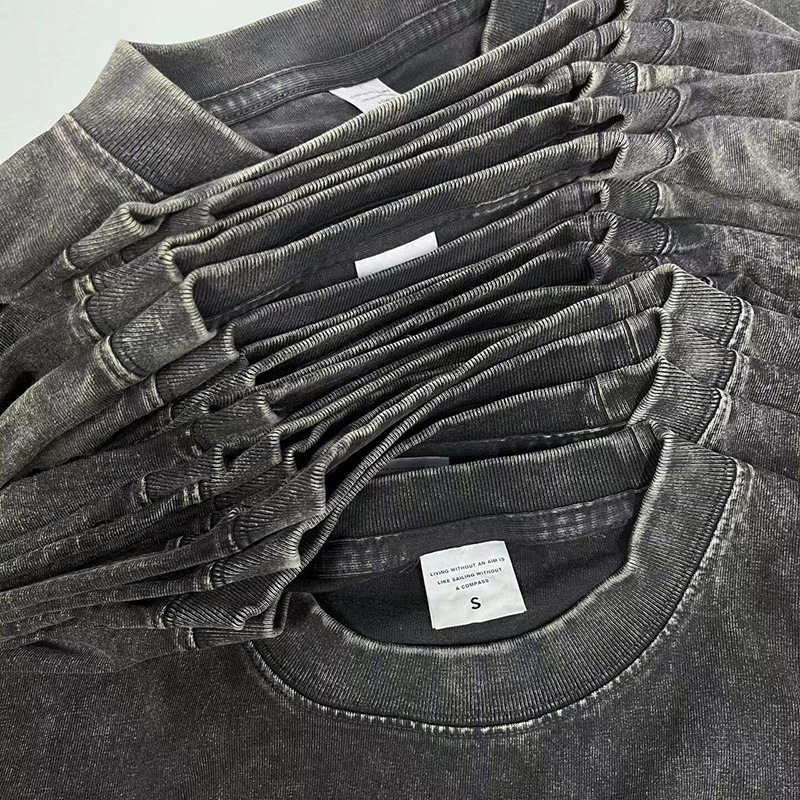 Cross-border hacer viejas camisetas de manga corta para hombres verano nuevo cuello redondo suelto oversize americano retro in camisas de moda