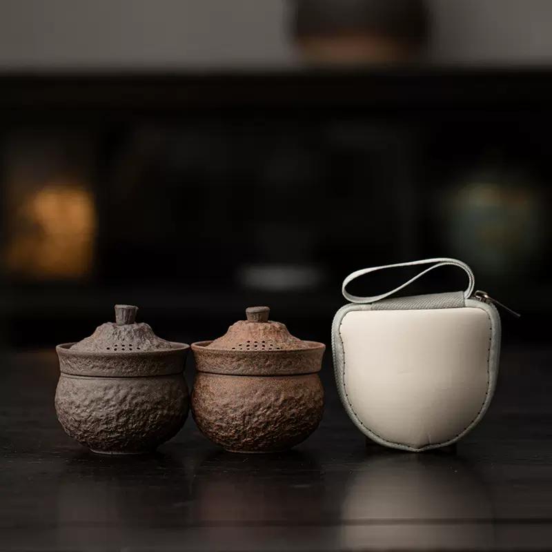 【一人用】迷你款原矿老岩泥覆古风一壶一杯旅行茶具便携快客杯