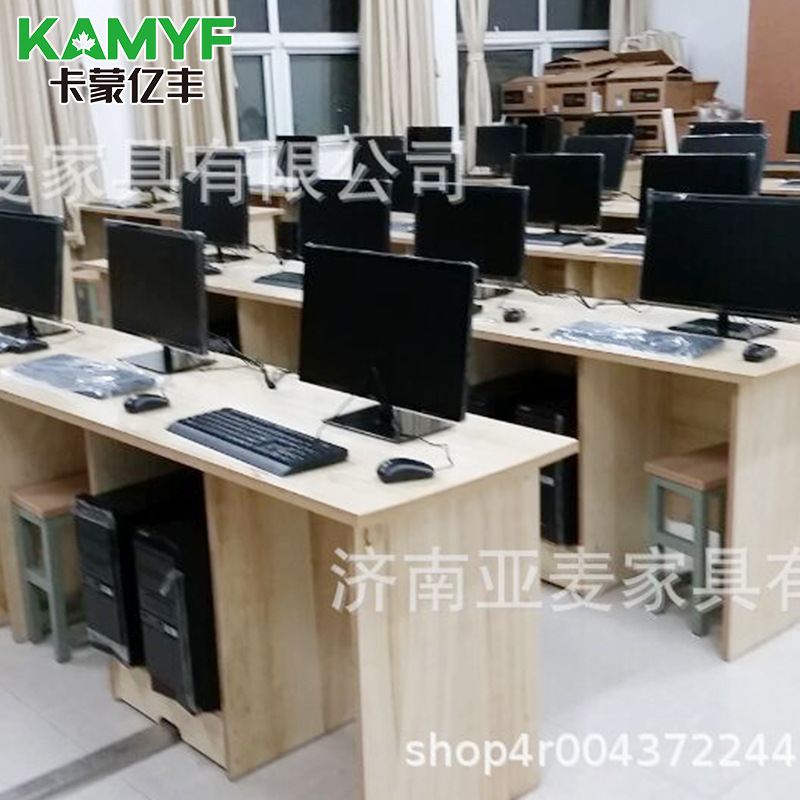 学校机房双人电脑桌 微机室板式桌 多人学习桌椅台式桌简易办公桌