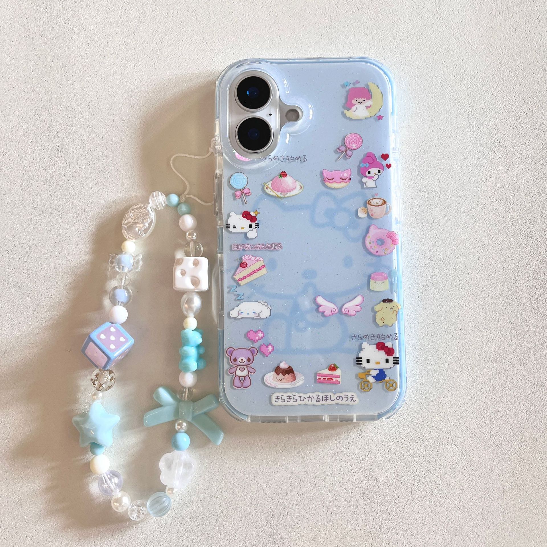 Linda ilustración de gato de brillo KT para Apple 16 funda para teléfono móvil 15ProMax cadena 14Pro femenino 13 nuevo 16Pro